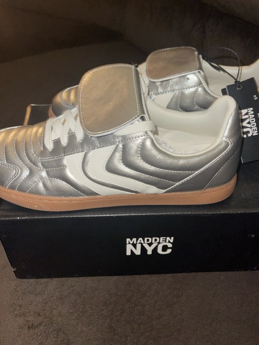 Madden NYC Silver Metallic Athletic Sneakers